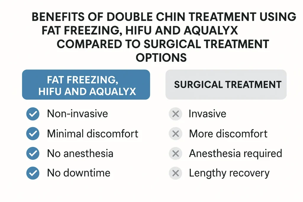 Graphic about the benefits of double chin treatment Greater London (Hackney) - from LA LIPO