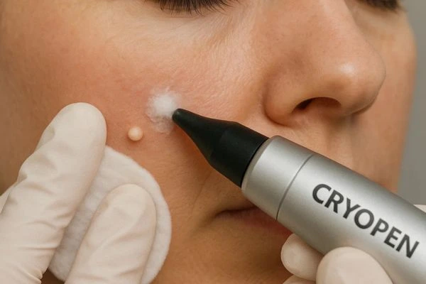 Woman receiving milia removal treatment Greater London (Hackney)