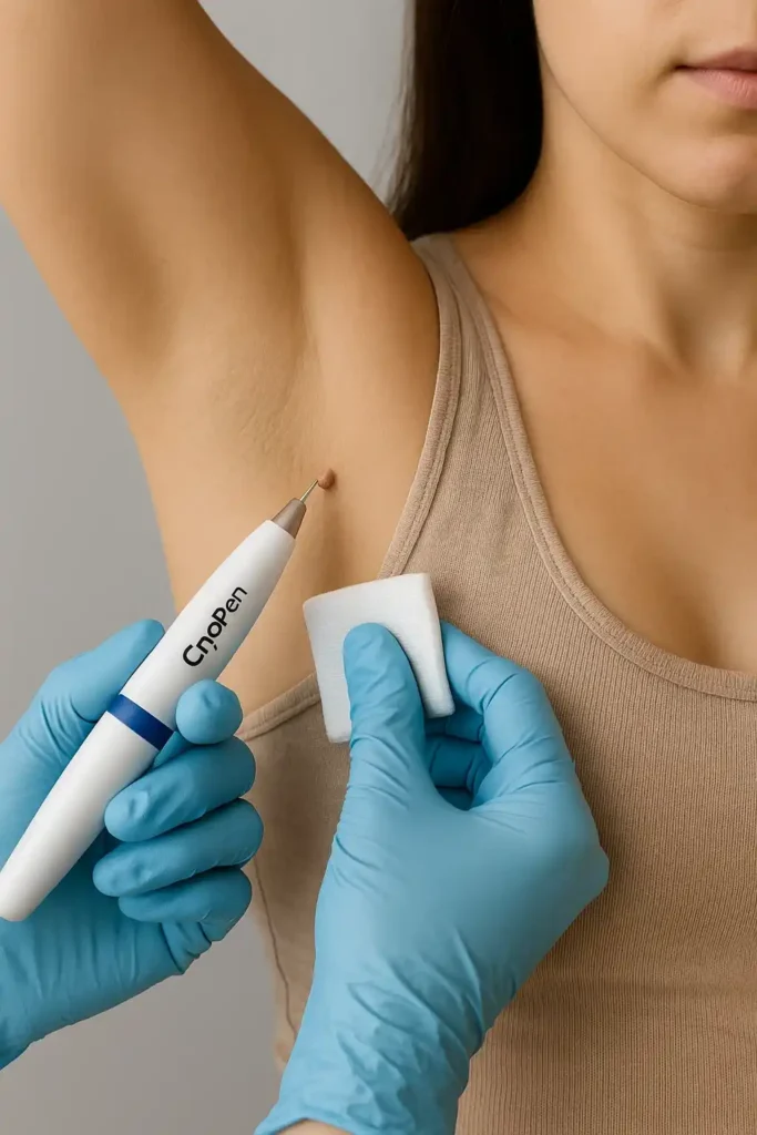 woman having cryopen to remove underarm skin tags Greater London (Hackney)